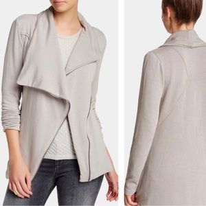 H by Bordeaux Asymmetrical Moto Fleece Knit Jacket Size M